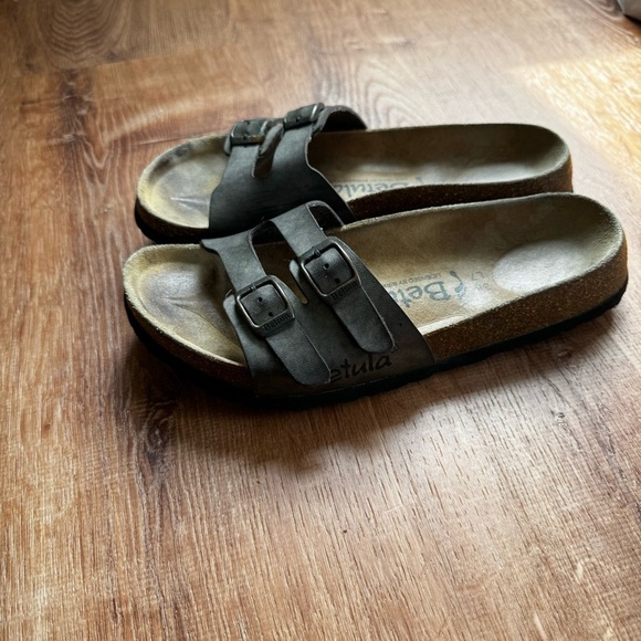 Betula by Birkenstock Two Buckle Slip On Metallic leather Sandals - Picture 2 of 9